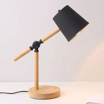 Simple personality log base plug-in bedroom table lamp advanced sense of black iron reading table light