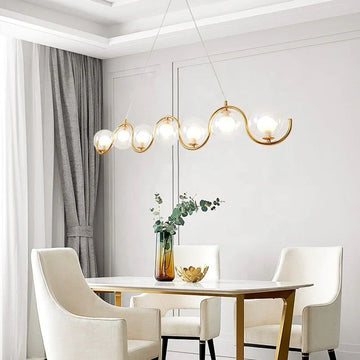 Nordic modern gold decoration double tier glass Pendant Light Chandelier with 7 heads Alostoura lighting