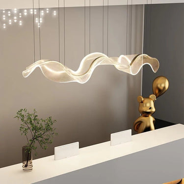 Wave glow LED chandelier gold