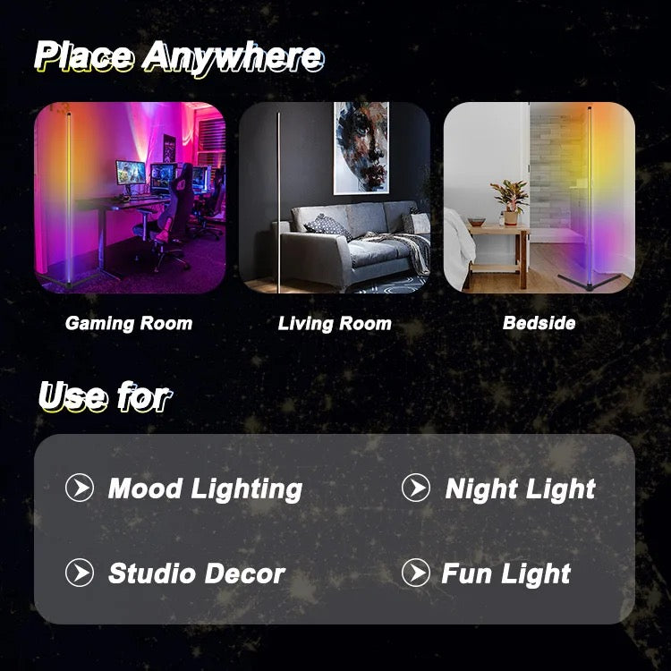 INDOOR HOME DECORT SMART CORNER FLOOR STANDING STAND LAMP RGB