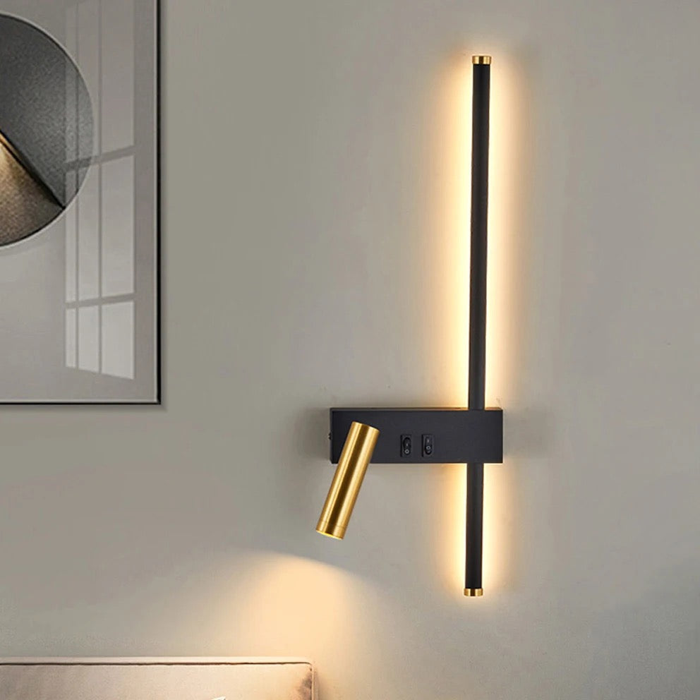 Modern long wall light with rotate able spotlight