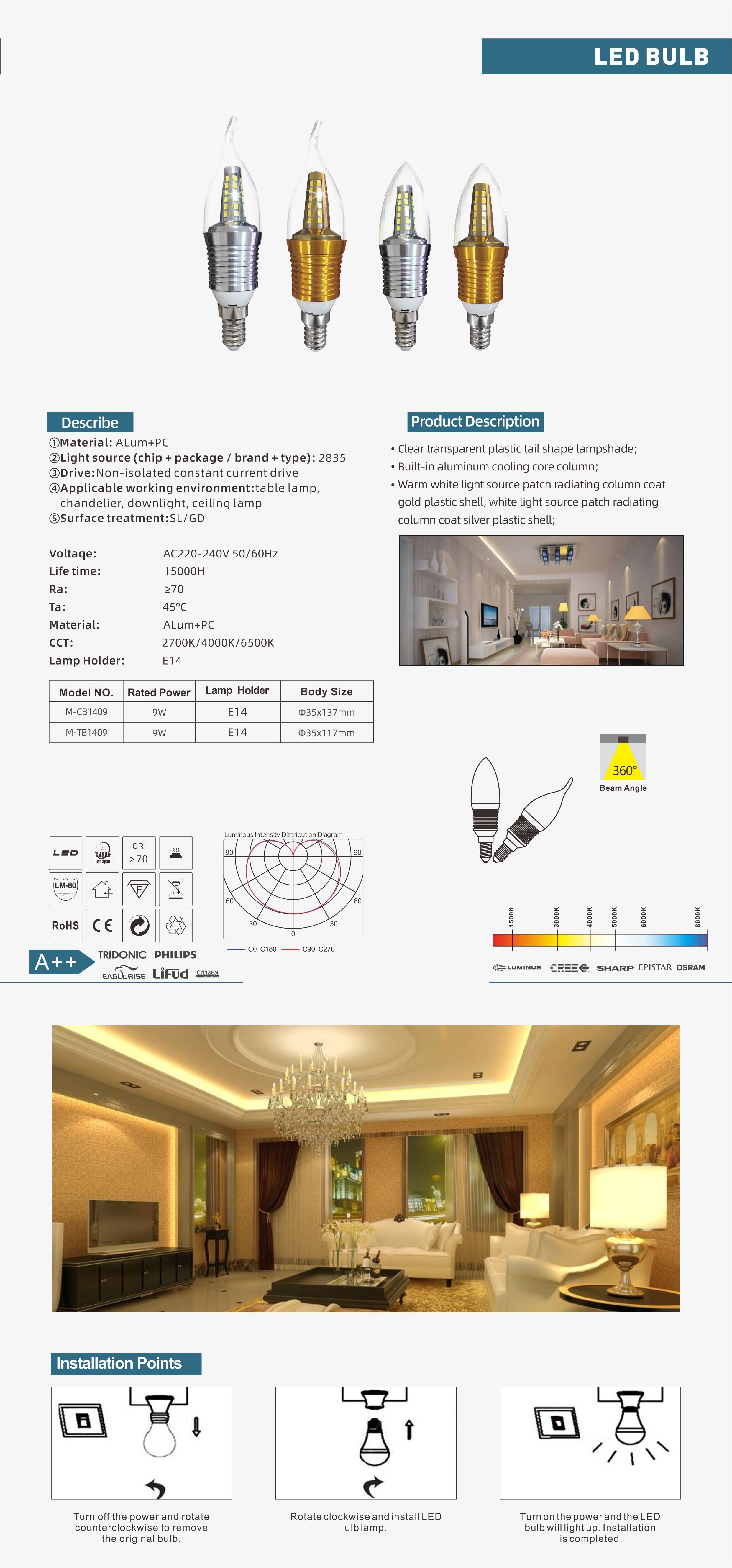 Crystal Chandelier Energy Saving Light E14 Bulb