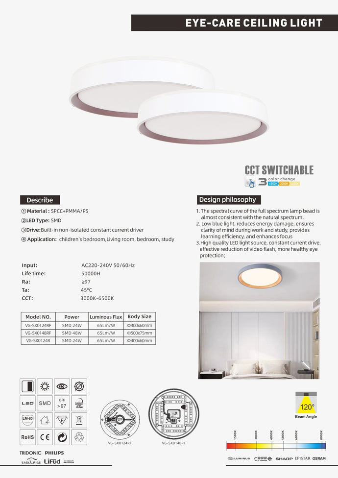 Modern CCT Switchable LED Ceiling Light – Alostoura Lighting