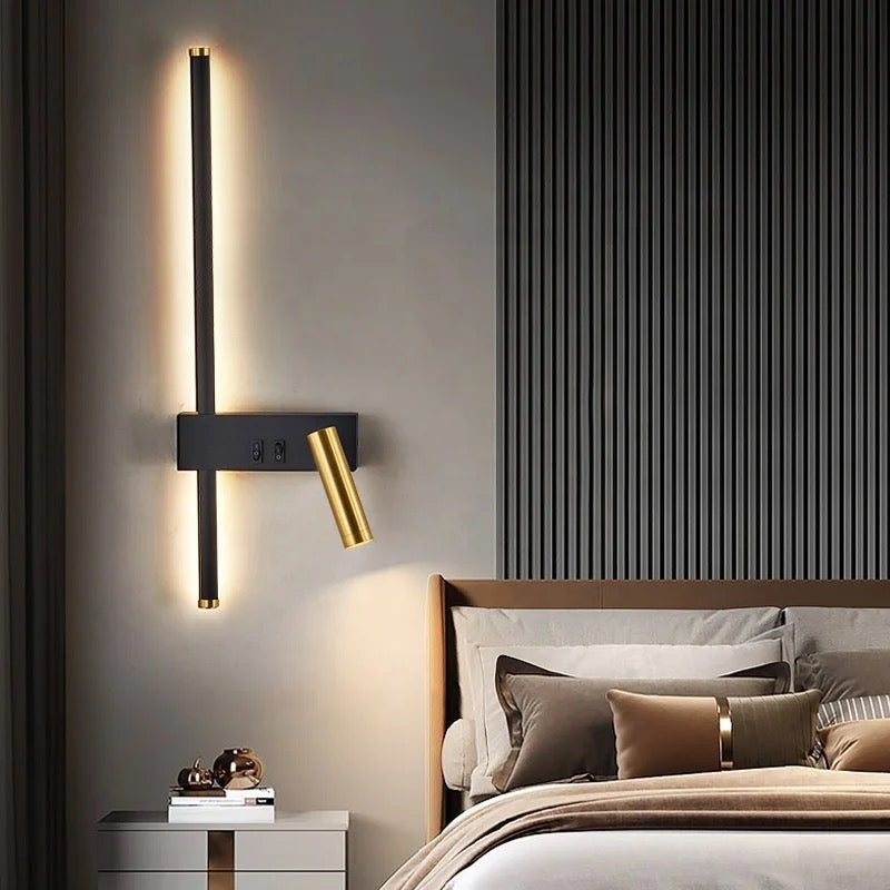 Modern long wall light with rotate able spotlight