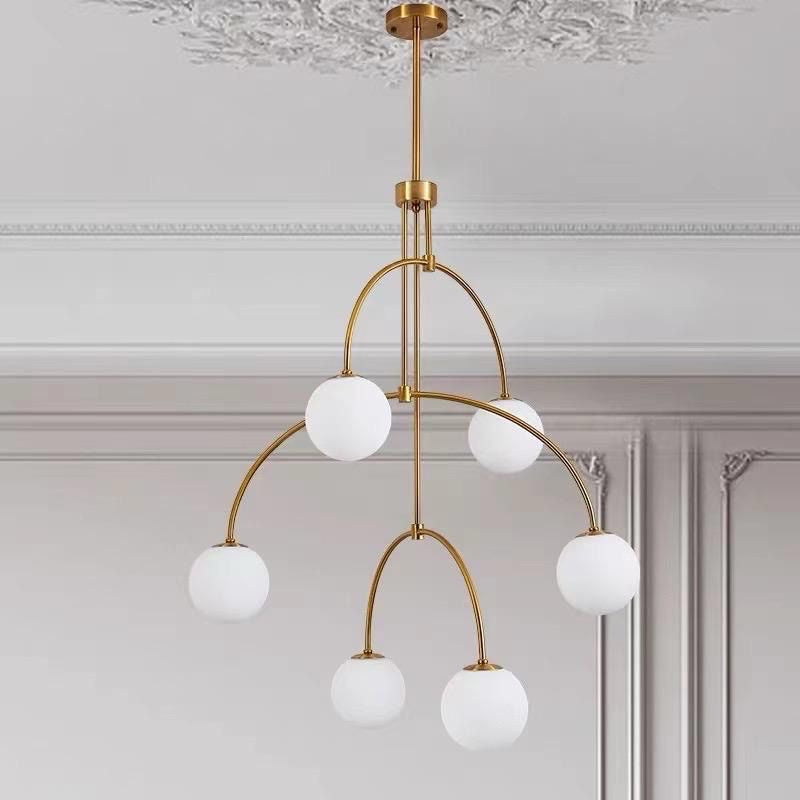 Luxury Lamps Home Copper Crystal Ball Light Fixtures Modern Pendant Lights Chandeliers