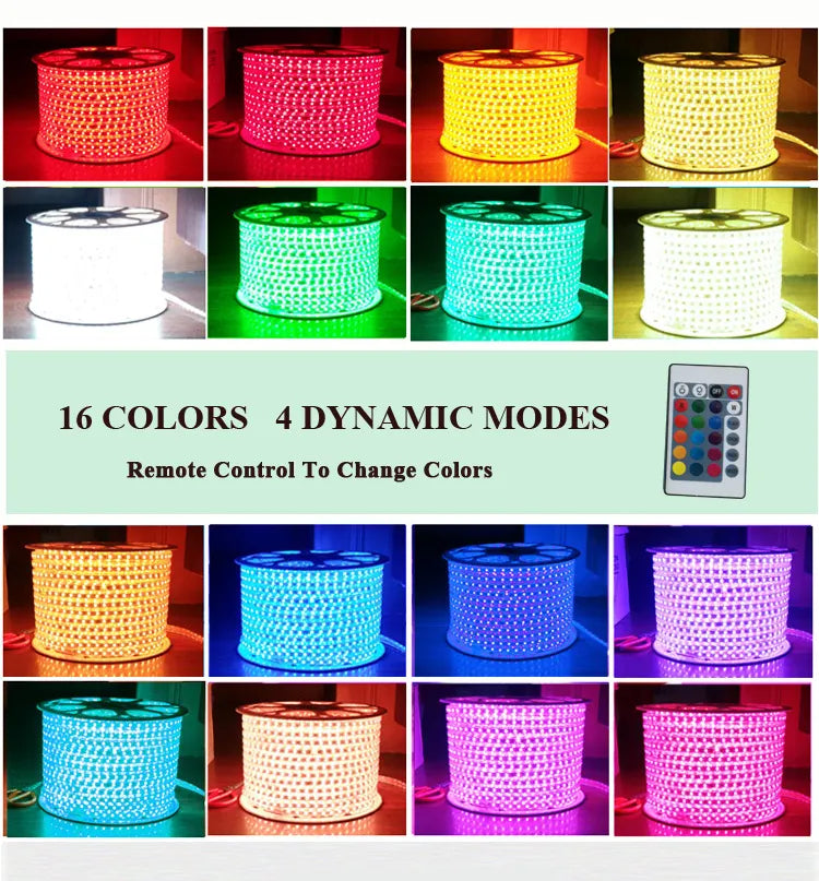 5050 RGB Led Strip Light 220V 120led/M Flexible Waterproof Led Lamp Alostoura lighting