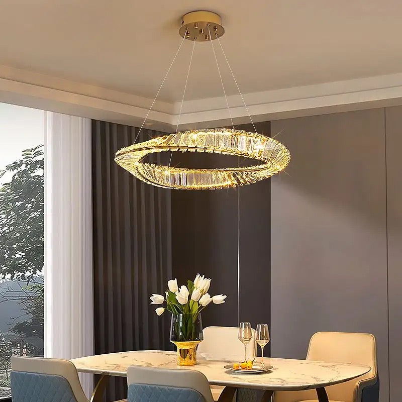 Modern Crystal Chandelier for Living Room Décor Modern Italian Design Ring Cristal Luster Dining Chandelier Indoor Lighting