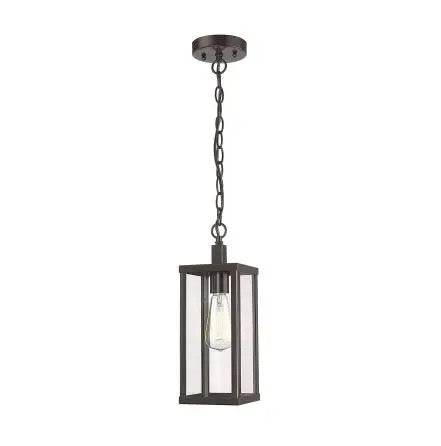 Outdoor Pendant Light Exterior Hanging Lantern Porch modern Matte Black Finish with Clear Glass Height Adjustable