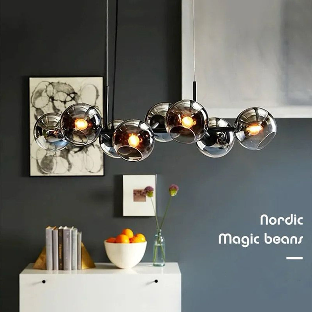 8 Heads Rectangular LED Pendant Light Magic Bean Molecular Bubble Living Room Glass Ball Chandelier Alostoura lighting