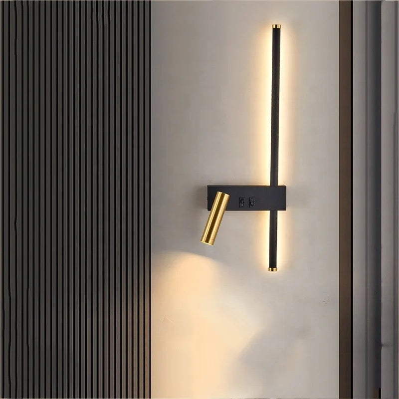 Modern long wall light with rotate able spotlight