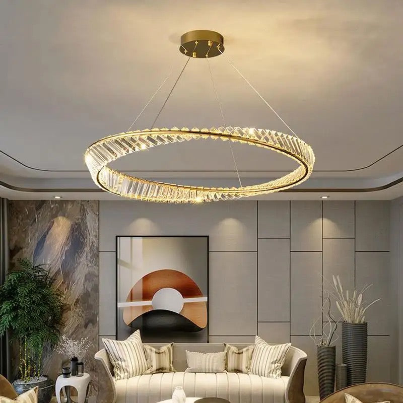 Modern Crystal Chandelier for Living Room Décor Modern Italian Design Ring Cristal Luster Dining Chandelier Indoor Lighting