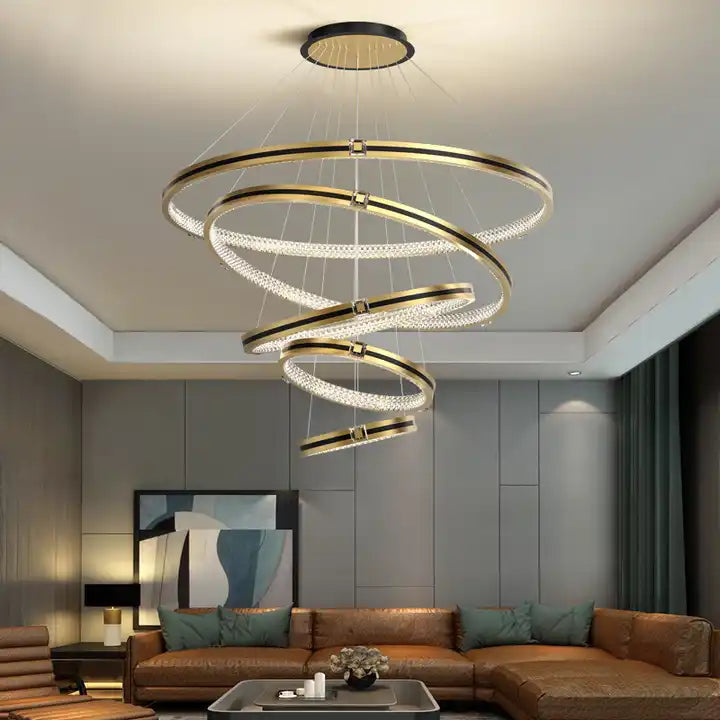 American Hotel Simplicity Led Chandeliers Lights Gold Black Light Silent Wind Chandelier Alostoura lighting