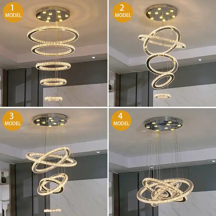 American Light luxury bedroom Circular Led Chandelier Background Living Room Pendant Lighting Alostoura lighting