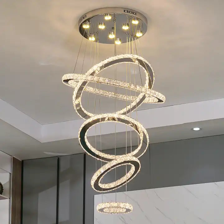 American Light luxury bedroom Circular Led Chandelier Background Living Room Pendant Lighting Alostoura lighting