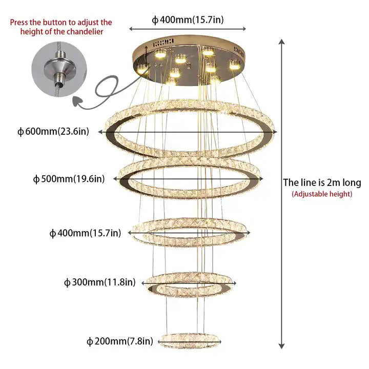 American Light luxury bedroom Circular Led Chandelier Background Living Room Pendant Lighting Alostoura lighting