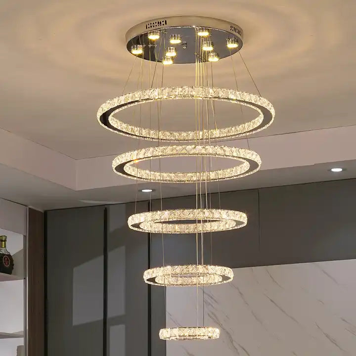 American Light luxury bedroom Circular Led Chandelier Background Living Room Pendant Lighting Alostoura lighting