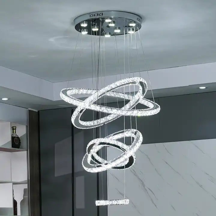 American Light luxury bedroom Circular Led Chandelier Background Living Room Pendant Lighting Alostoura lighting