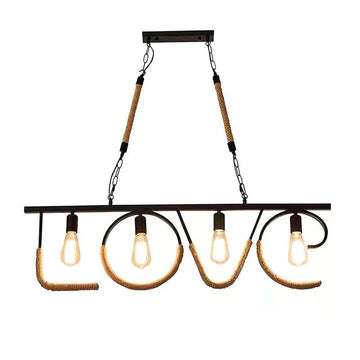 American VIntage Chandelier Rustic Retro Nostalgic Hemp Rope Lamp LED Pendent Light Alostoura lighting
