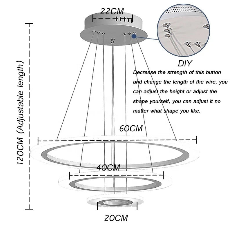 Modren Chandelier Celling Pendant Light LED 3 color