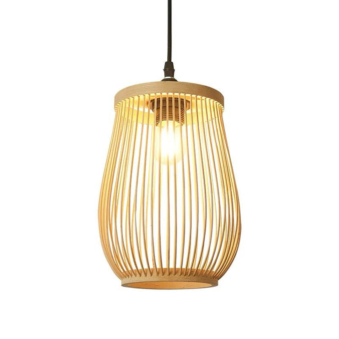 Bamboo Lantern LED Lamps Decoration Bamboo Hanging Lamp Height Adjustable Ceiling Light Alostoura lighting