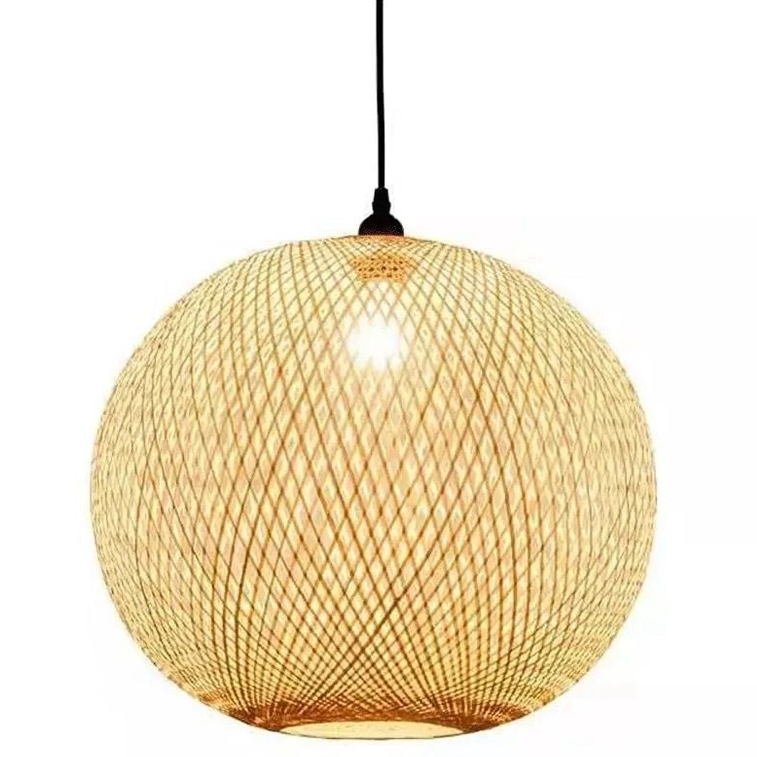 Bamboo Pendant Light fixtures Handwoven Light Pendant Round Bamboo Lampshade Alostoura lighting