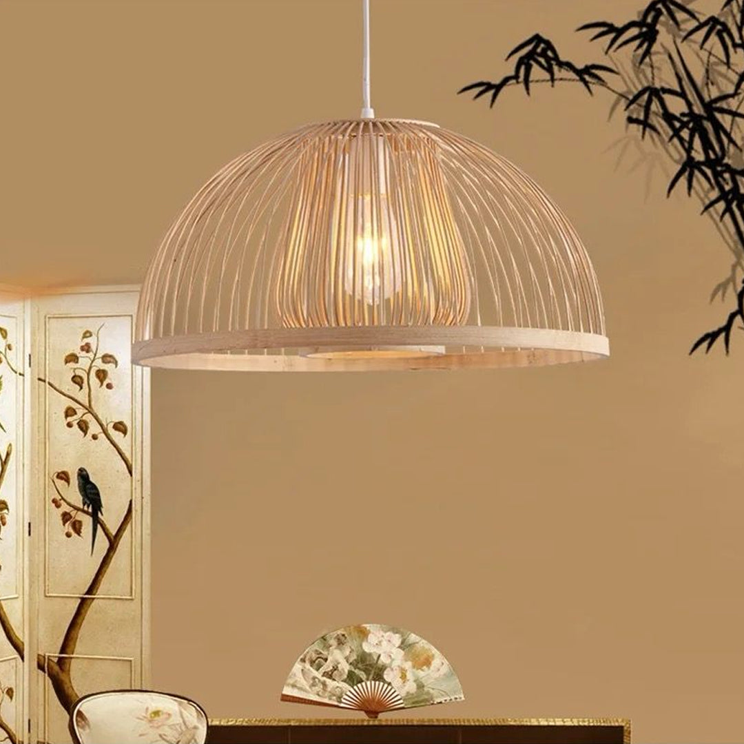 Bamboo lampshade weaving chandelier lights for restaurants, hotels, home stays, bedrooms hanging lamp Alostoura lighting