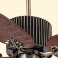 Ceiling fan pull switch palm leaf solid wood blades vintage led ceiling fan with chandelier Alostoura lighting