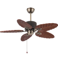Ceiling fan pull switch palm leaf solid wood blades vintage led ceiling fan with chandelier Alostoura lighting