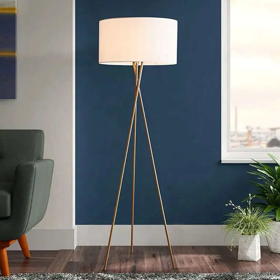 Creative tripod study office linen shade floor lamp European style living room bedroom LED floor lamp Alostoura lighting