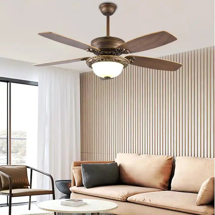 Designer 52 inch decorative ceiling fans smart DC led ceiling fan light remote control blades led ceiling fan Alostoura lighting