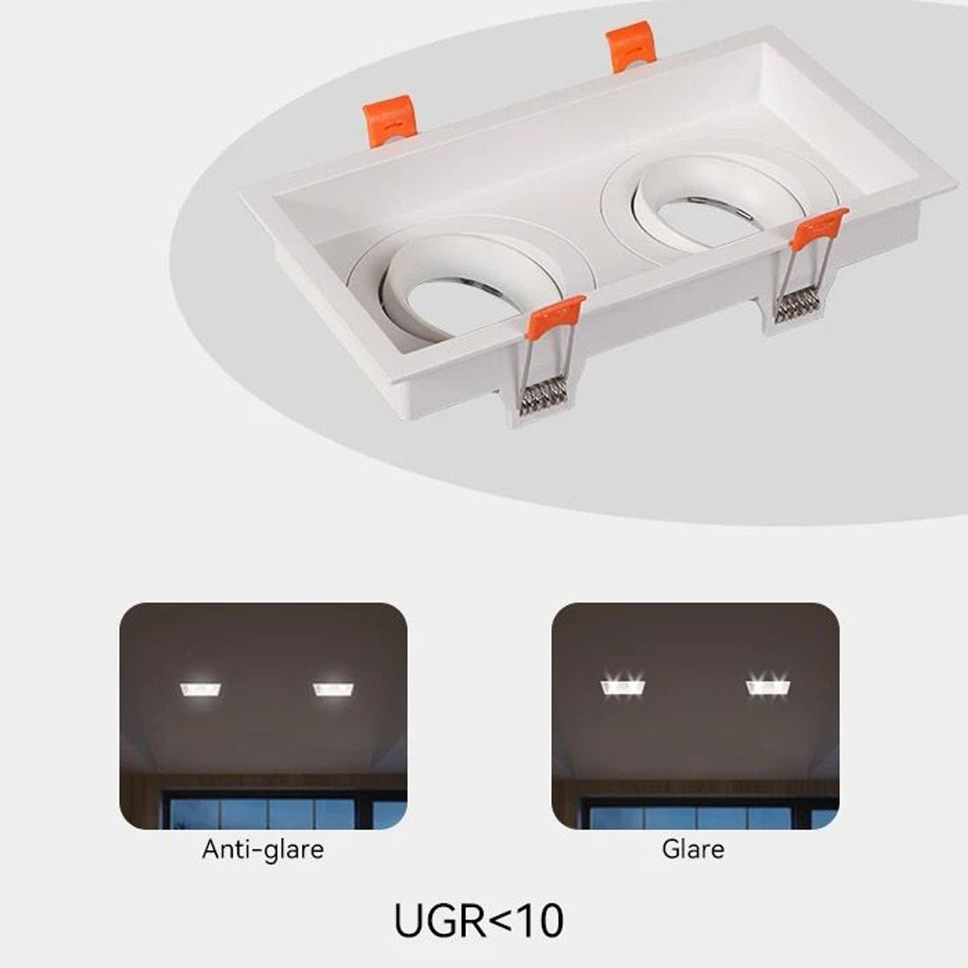 Die Cast Downlight Aluminium Housing Double Square 360 Degree MR16 Spot Light Frame Alostoura lighting