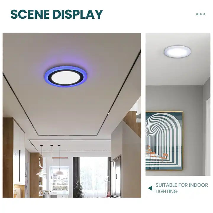 Downlight Dual Color Panel Small LED Ceiling Blue & White Light Ultra Thin Alostoura lighting