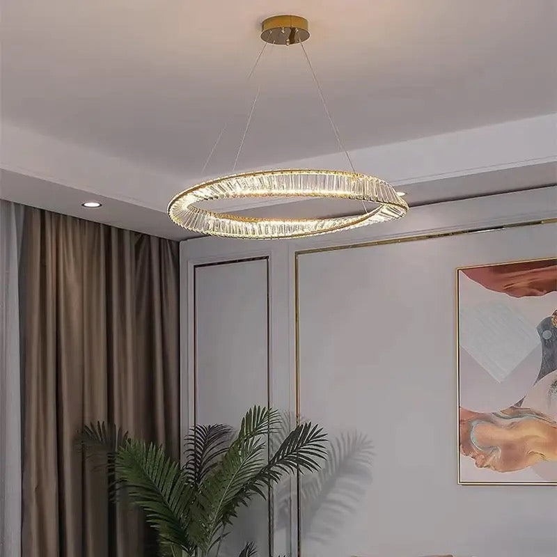 Modern Crystal Chandelier for Living Room Décor Modern Italian Design Ring Cristal Luster Dining Chandelier Indoor Lighting