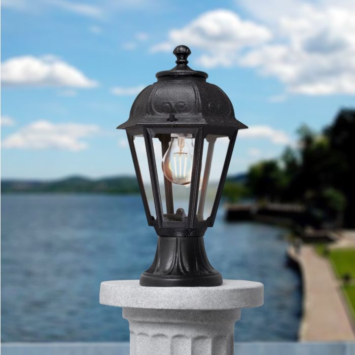 FUMAGALLI Mikrolot Saba E27 Black Post /Pillar Top Lantern Alostoura lighting