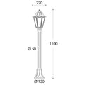 FUMAGALLI Mizar Saba E27 1100mm Post Light Alostoura lighting