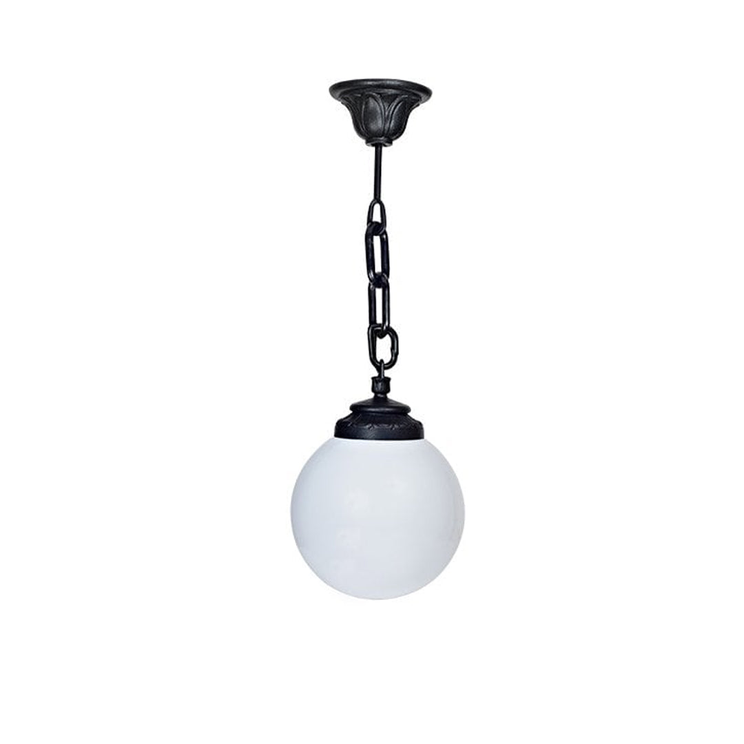 FUMAGALLI Sichem G250 E27 Black Hanging Outdoor Lantern with Opal Globe Alostoura lighting