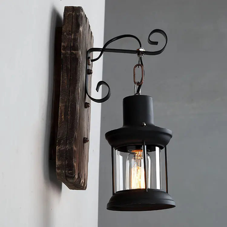 American Retro Industrial Style LOFT Solid Wood Wall Lamp Creative Bar Cafe restaurant Boat Wood Decorative Wall Light