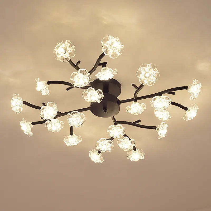 Ceiling Light Luxury Multi Headed Glass Plum Flower LED Ceiling Chandelier