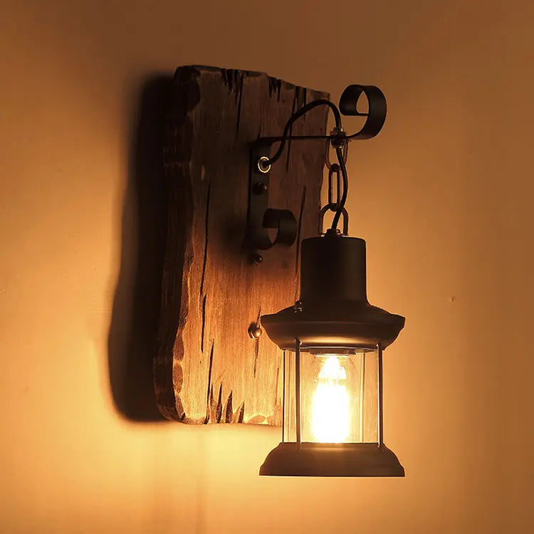 American Retro Industrial Style LOFT Solid Wood Wall Lamp Creative Bar Cafe restaurant Boat Wood Decorative Wall Light