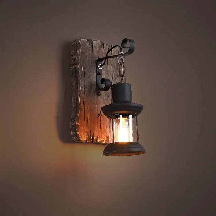 American Retro Industrial Style LOFT Solid Wood Wall Lamp Creative Bar Cafe restaurant Boat Wood Decorative Wall Light