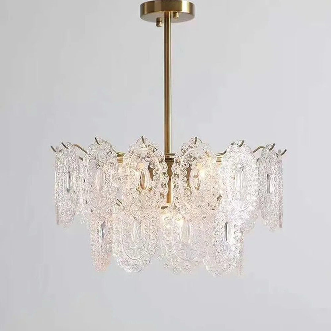 Hanging Glass Pendant Light Gold Finished Dining Room Light Fixtures Chandelier Alostoura lighting