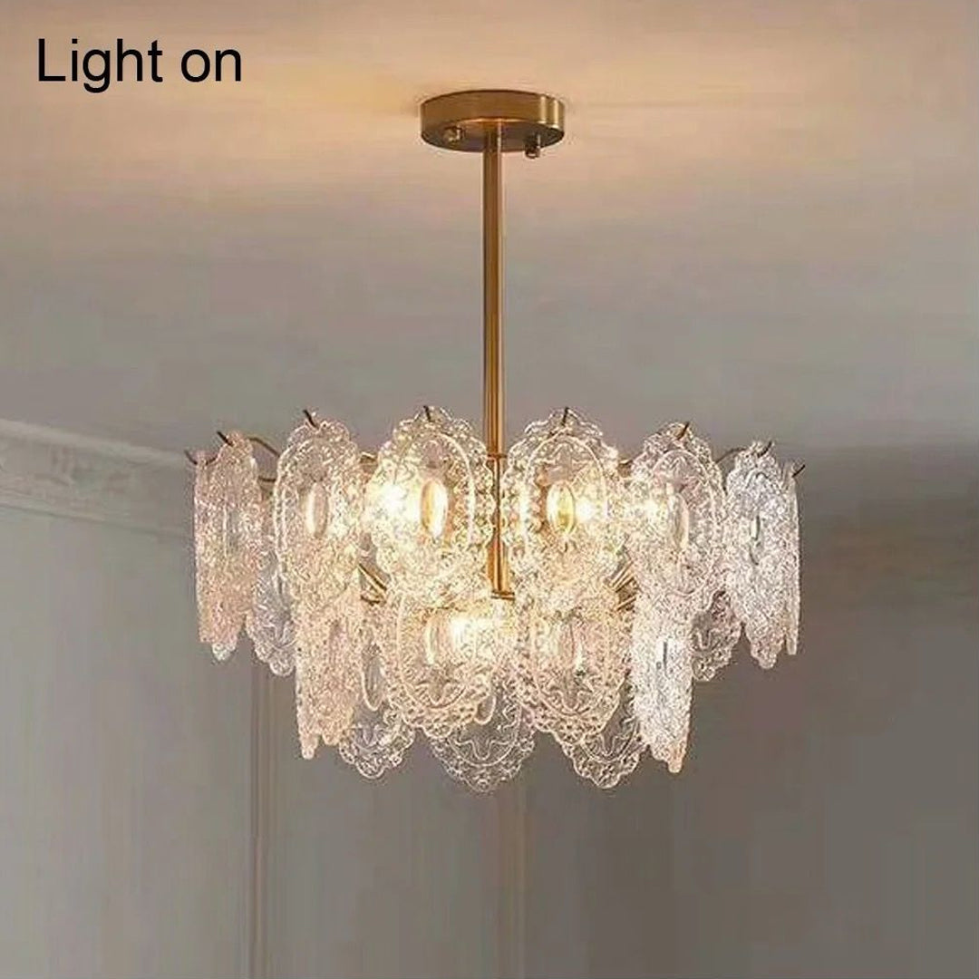 Hanging Glass Pendant Light Gold Finished Dining Room Light Fixtures Chandelier Alostoura lighting