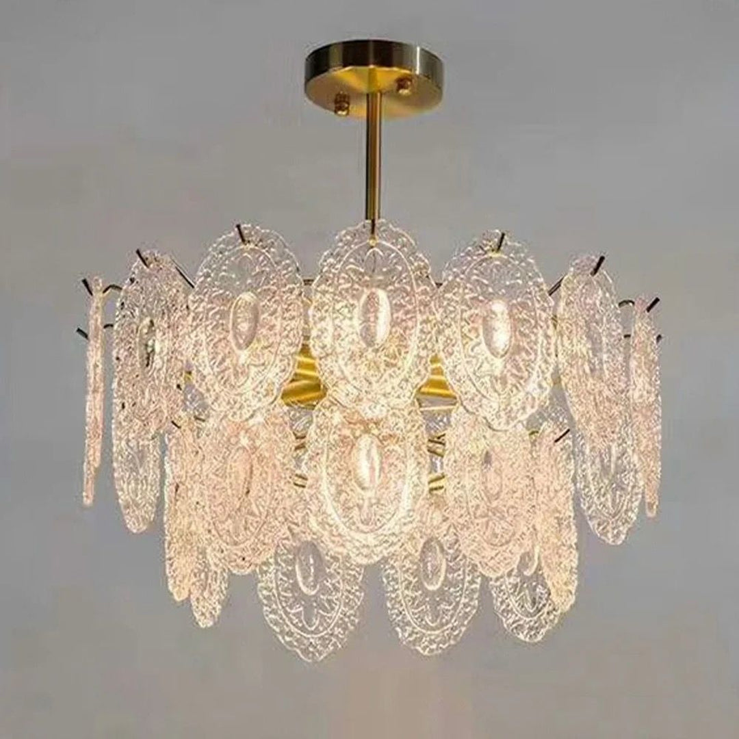 Hanging Glass Pendant Light Gold Finished Dining Room Light Fixtures Chandelier Alostoura lighting