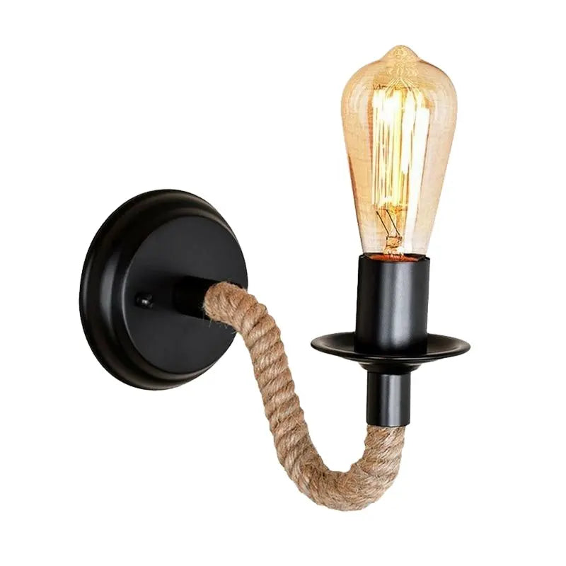 Hemp Rope American Retro Led Wall Light Sconce Living Loft Lighting Vanity Light Indoor Sconce Bedroom Led Wall Lamp Alostoura lighting