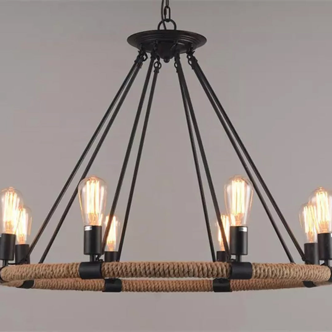 Hemp Rope Chandelier Creative Personality Restaurant Clothing Store Mall Bar American Retro Industrial Wind Chandelier Alostoura lighting