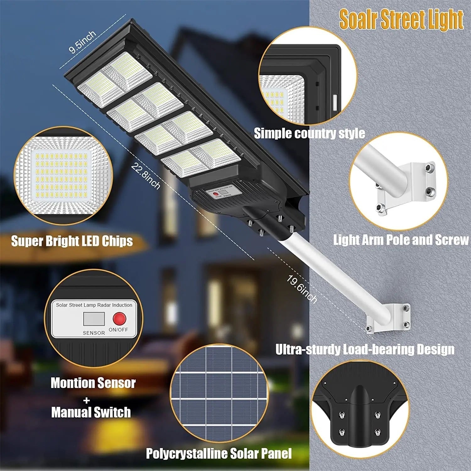 High Power Solar Panels Lighting Solar Street Lights All Wattage Ip65 Lamp Lampadaire Solaire Luces LED Lamp Alostoura lighting