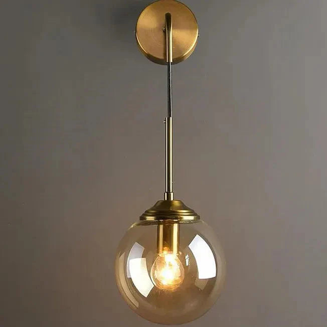 Home decor glass ball shade bedroom wall lamp gold luxury decorative sconces wall light indoor brass color modern wall lamp Alostoura lighting