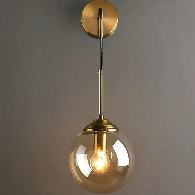 Home decor glass ball shade bedroom wall lamp gold luxury decorative sconces wall light indoor brass color modern wall lamp Alostoura lighting