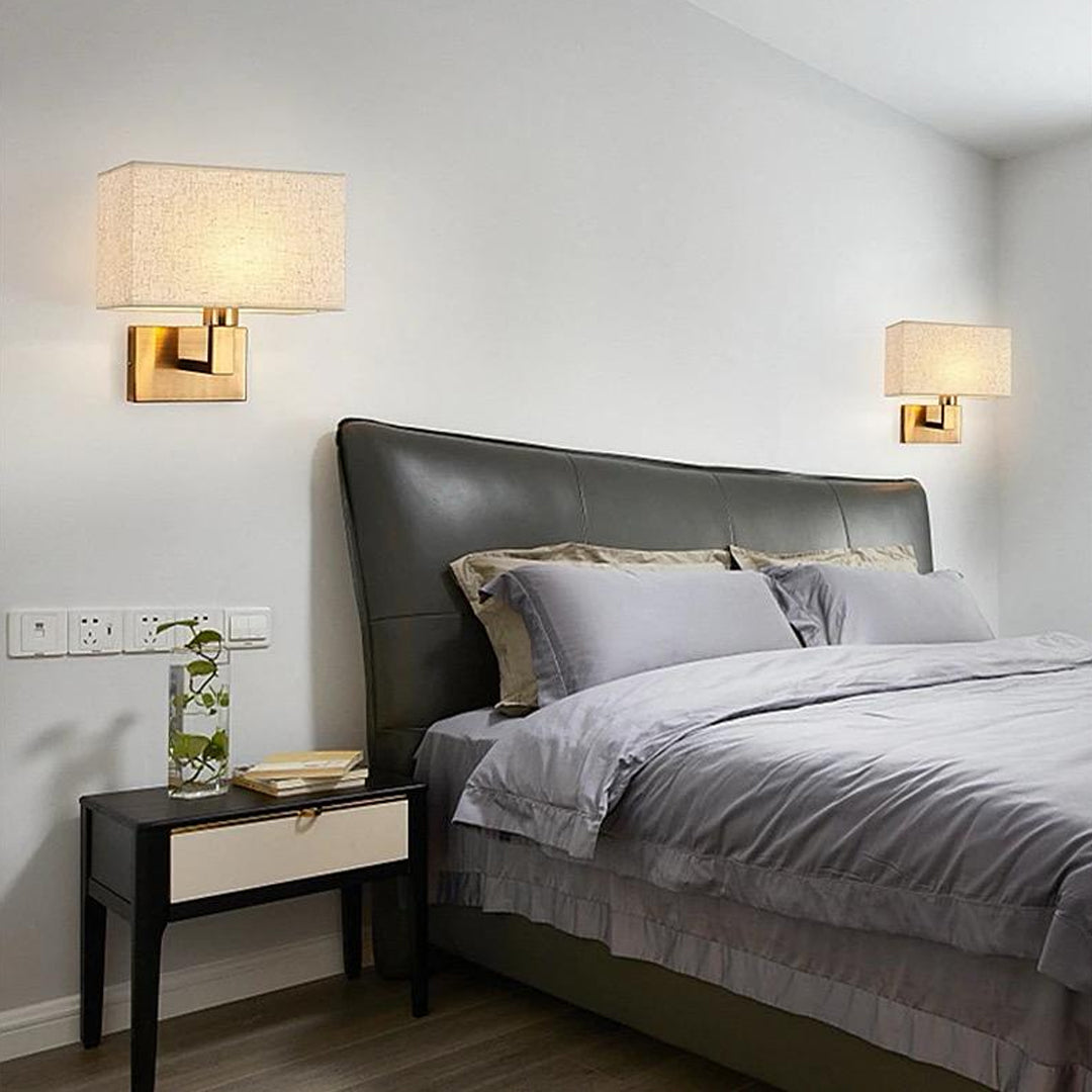 Indoor Colorful Linen Sconce Modern Fabric Bedside Lamp Hotel Wall Light Alostoura lighting