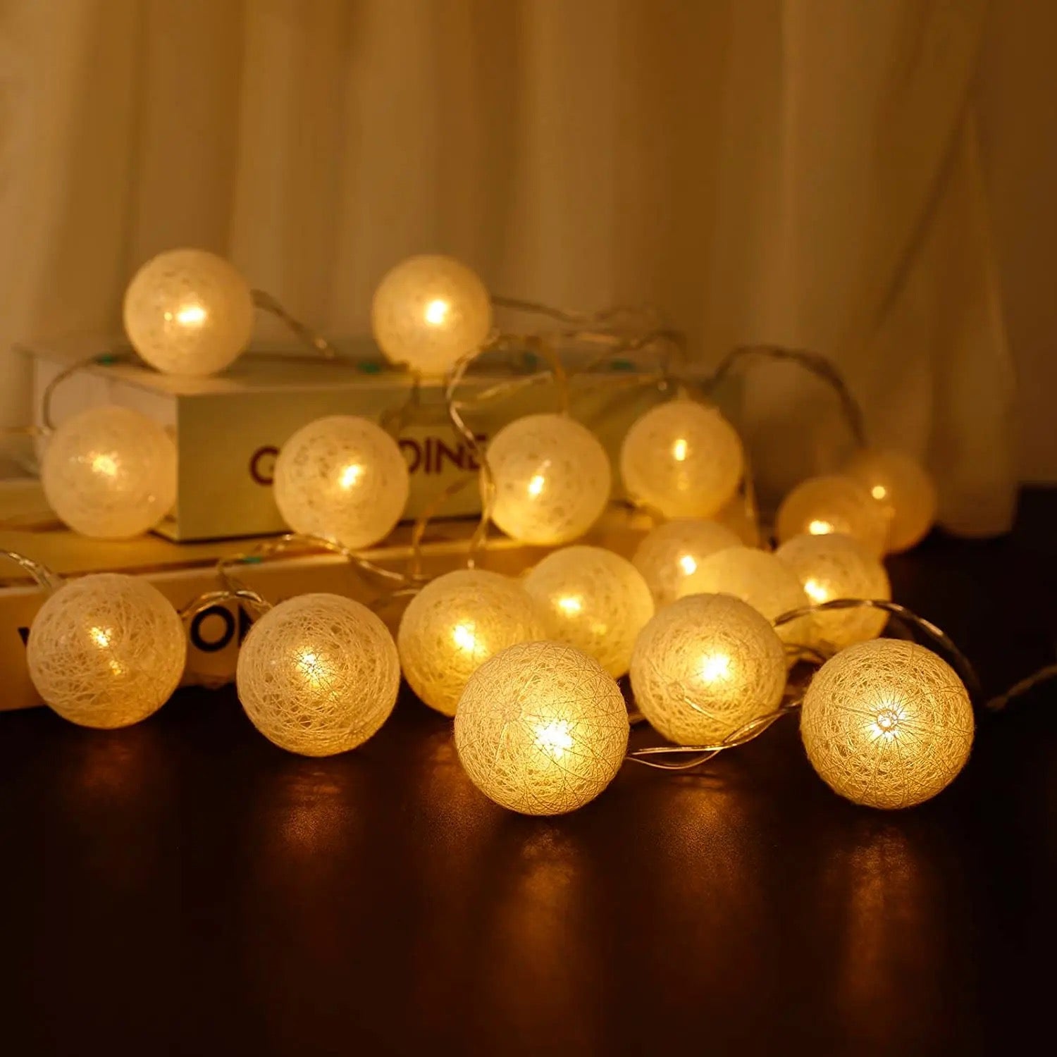 LED Cotton Ball String Lights Indoor Alostoura lighting